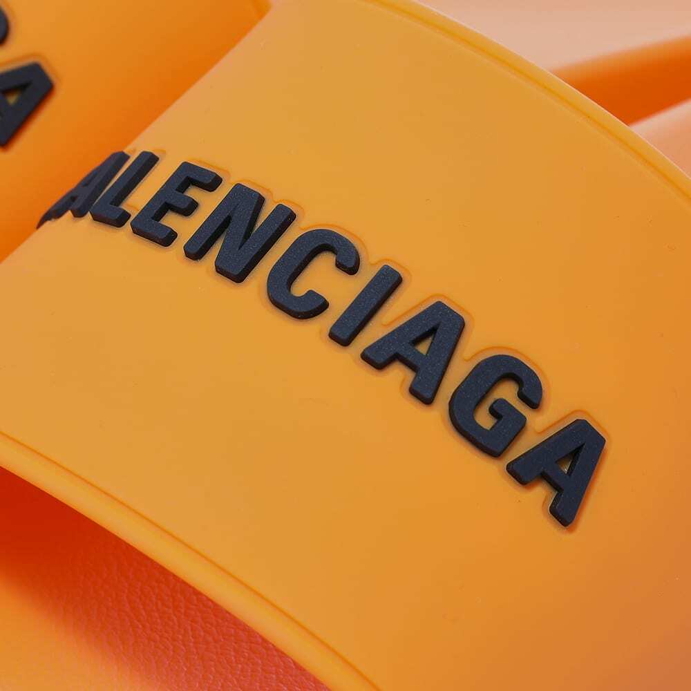 Balenciaga Men's Logo Pool Slide in Orange/Black