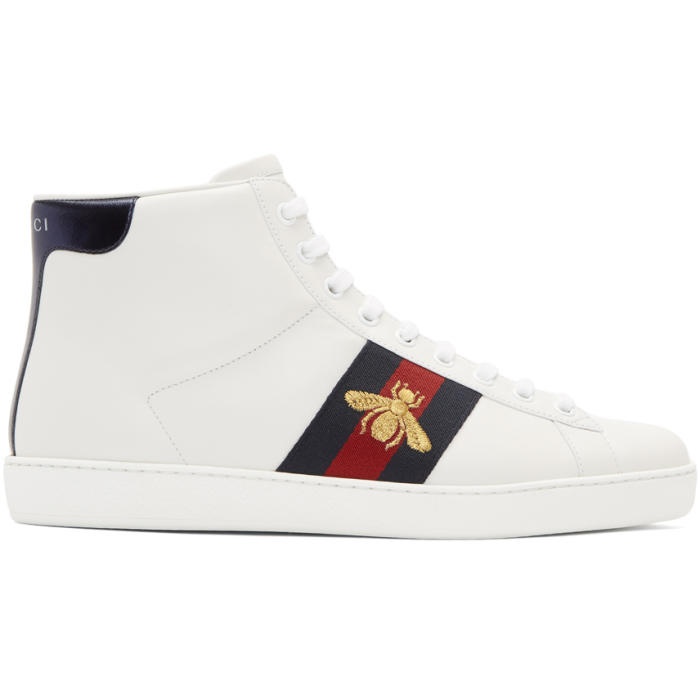 Photo: Gucci White Bee New Ace High-Top Sneakers 