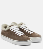Brunello Cucinelli Monili shearling-trimmed suede sneakers
