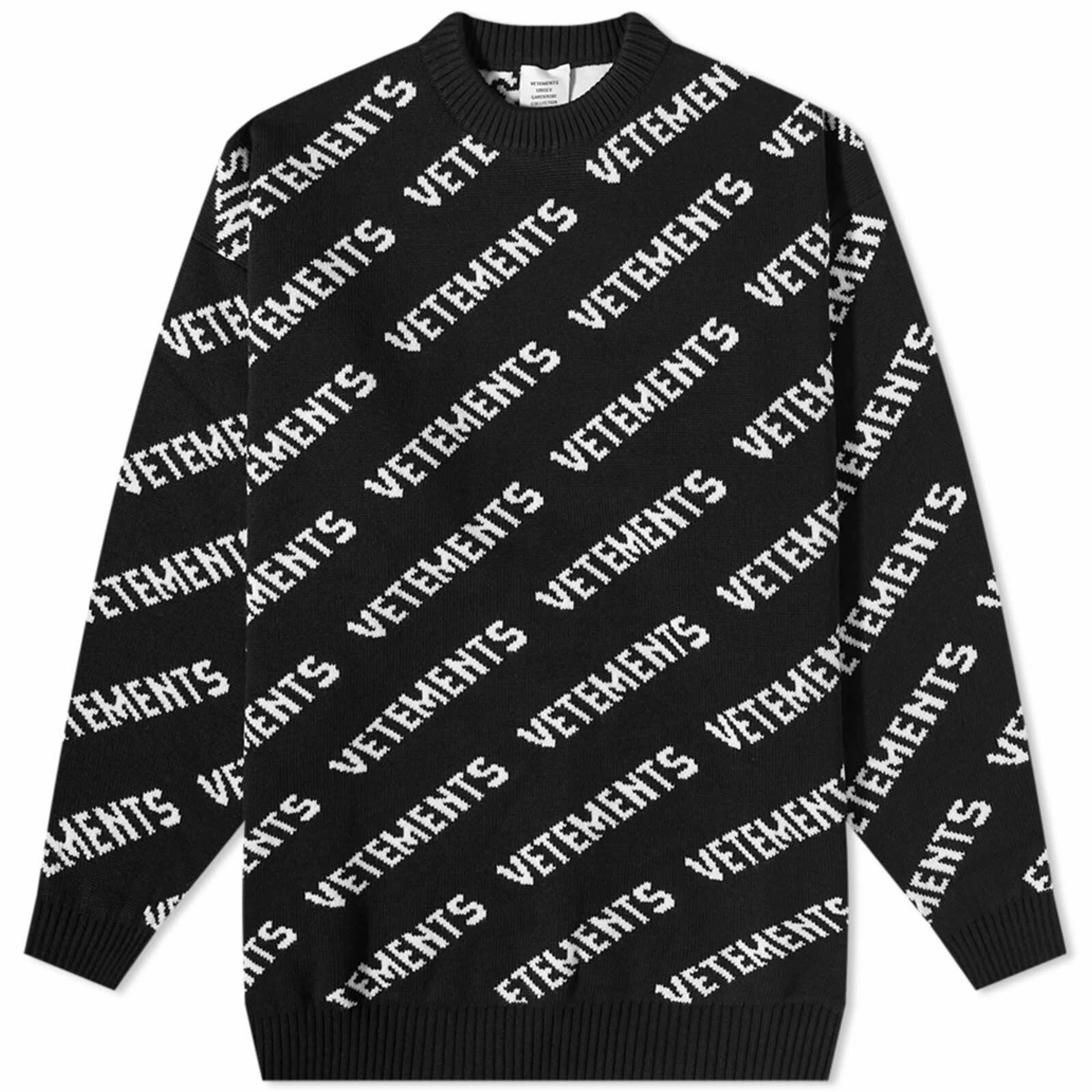 Photo: Vetements Monogram Crew Knit in Black/White