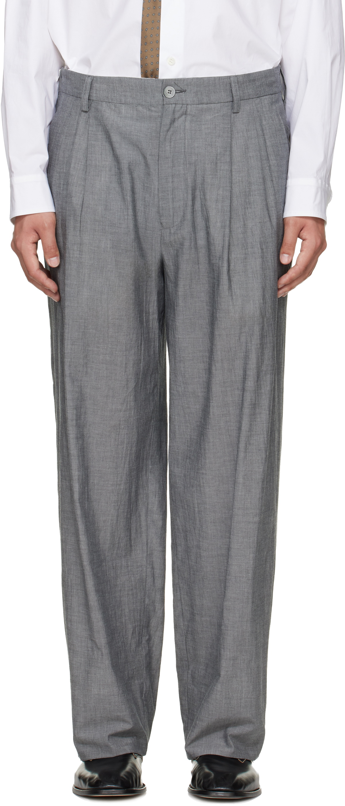 Magliano Gray Zipped Double Pleats Trousers