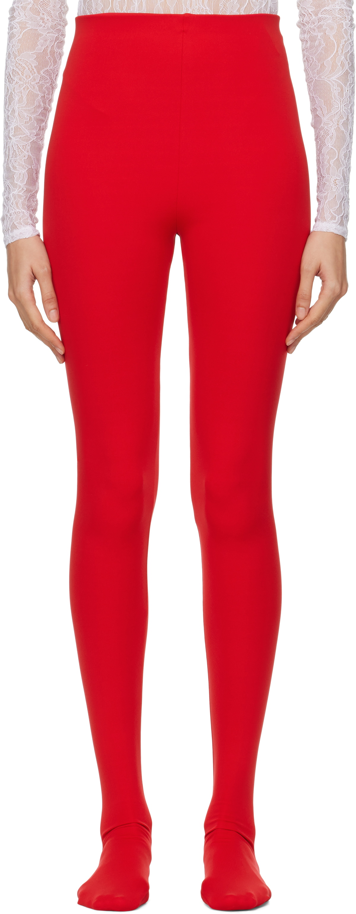 WARDROBE.NYC Red Opaque Leggings
