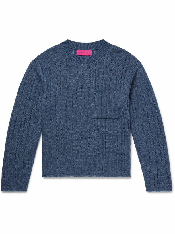 Photo: The Elder Statesman - Racing Ribbed Cashmere and Cotton-Blend Sweater - Blue