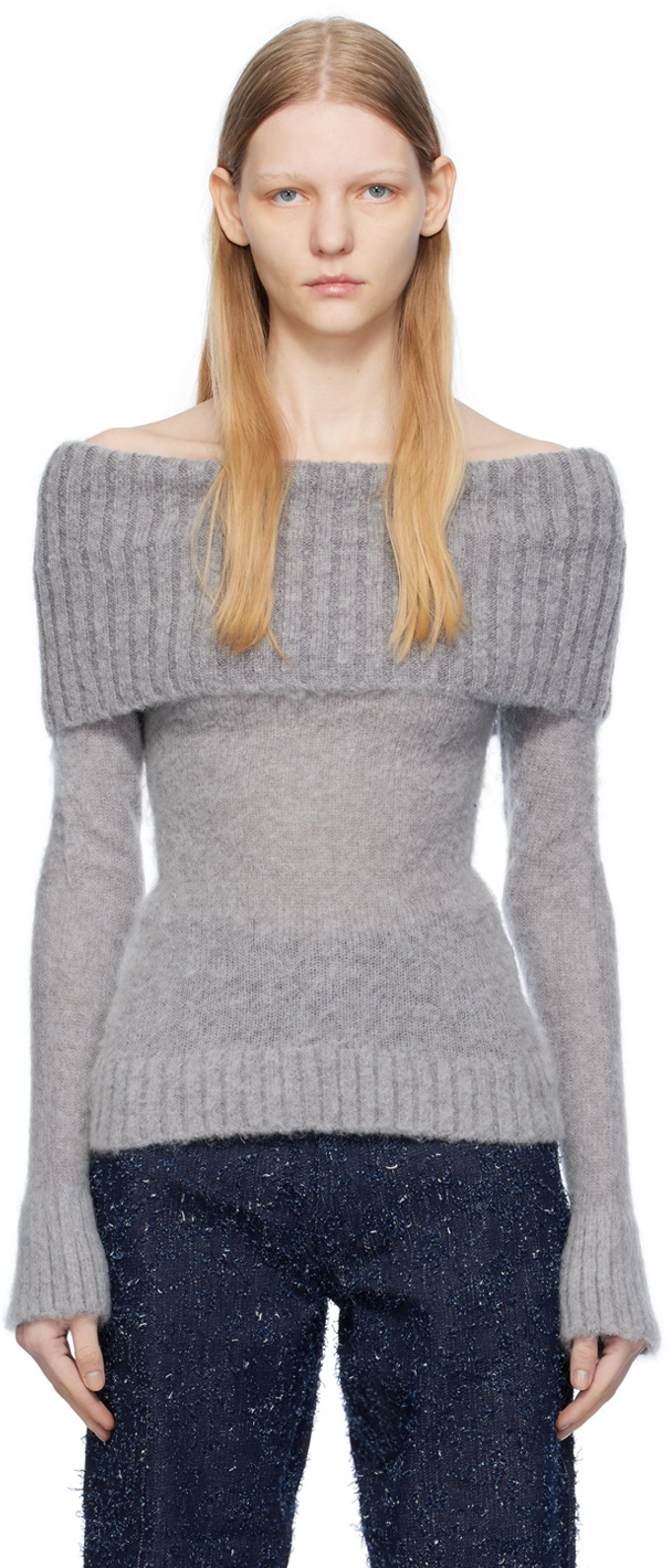 Elleme Gray Off Shoulder Sweater