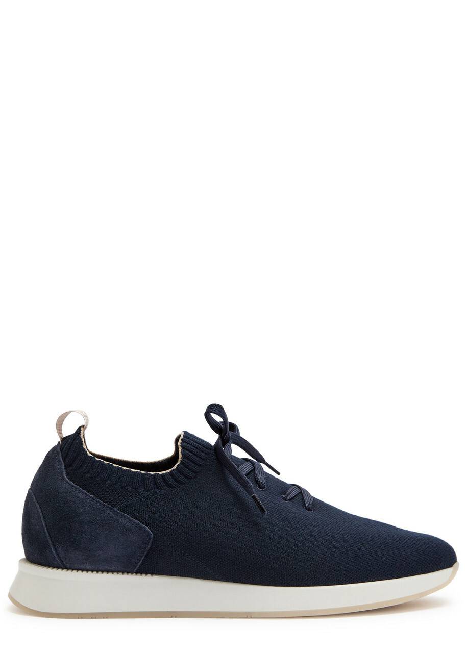 Aurélien Panelled Knit Sneakers Navy