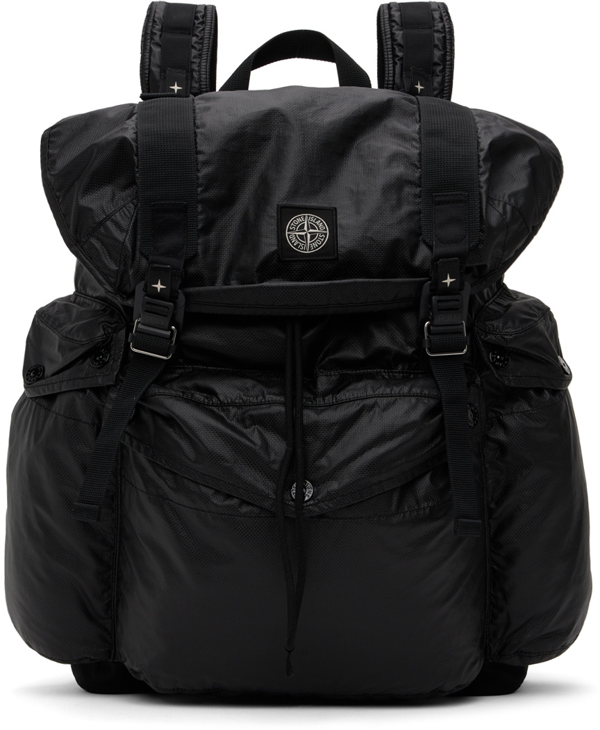 Stone Island Black Nylon Metal Watro Ripstop Packable Backpack