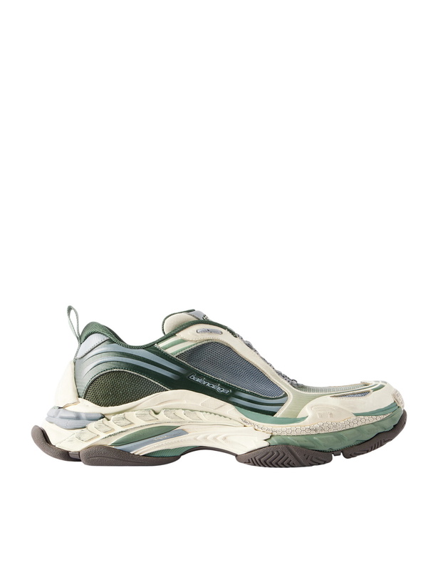 Photo: Balenciaga - Triple S.2 Rubber-Trimmed Mesh Sneakers - Green