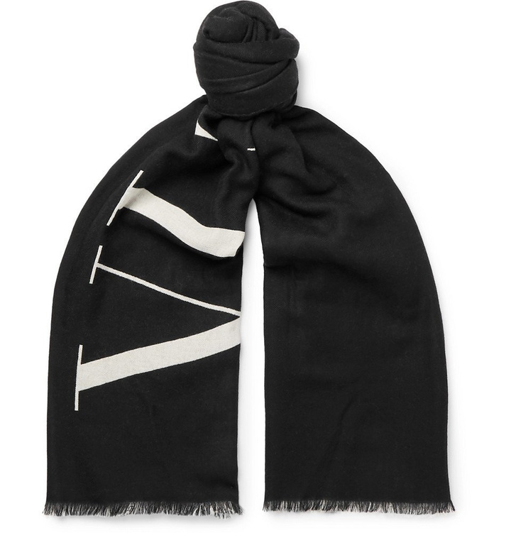 Photo: Valentino - Valentino Garavani Logo-Print Wool Scarf - Men - Black