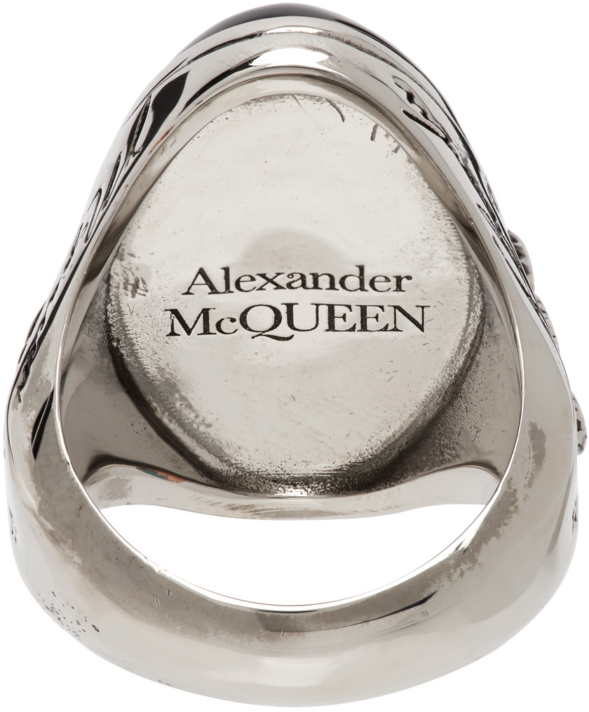 Alexander McQueen Black Oval Stone Ring Alexander McQueen