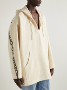 Acne Studios - Oversized Logo-Print Textured Cotton-Blend Hoodie - Neutrals