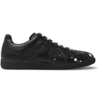 Maison Margiela - Replica Paint-Splattered Full-Grain Leather Sneakers - Black