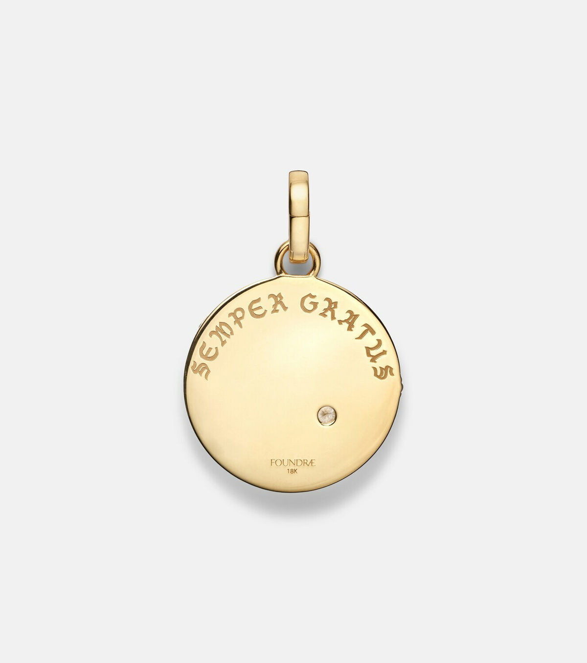 FoundRae Infinite Gratitude Braided Wheat Medium 18kt gold pendant with diamond