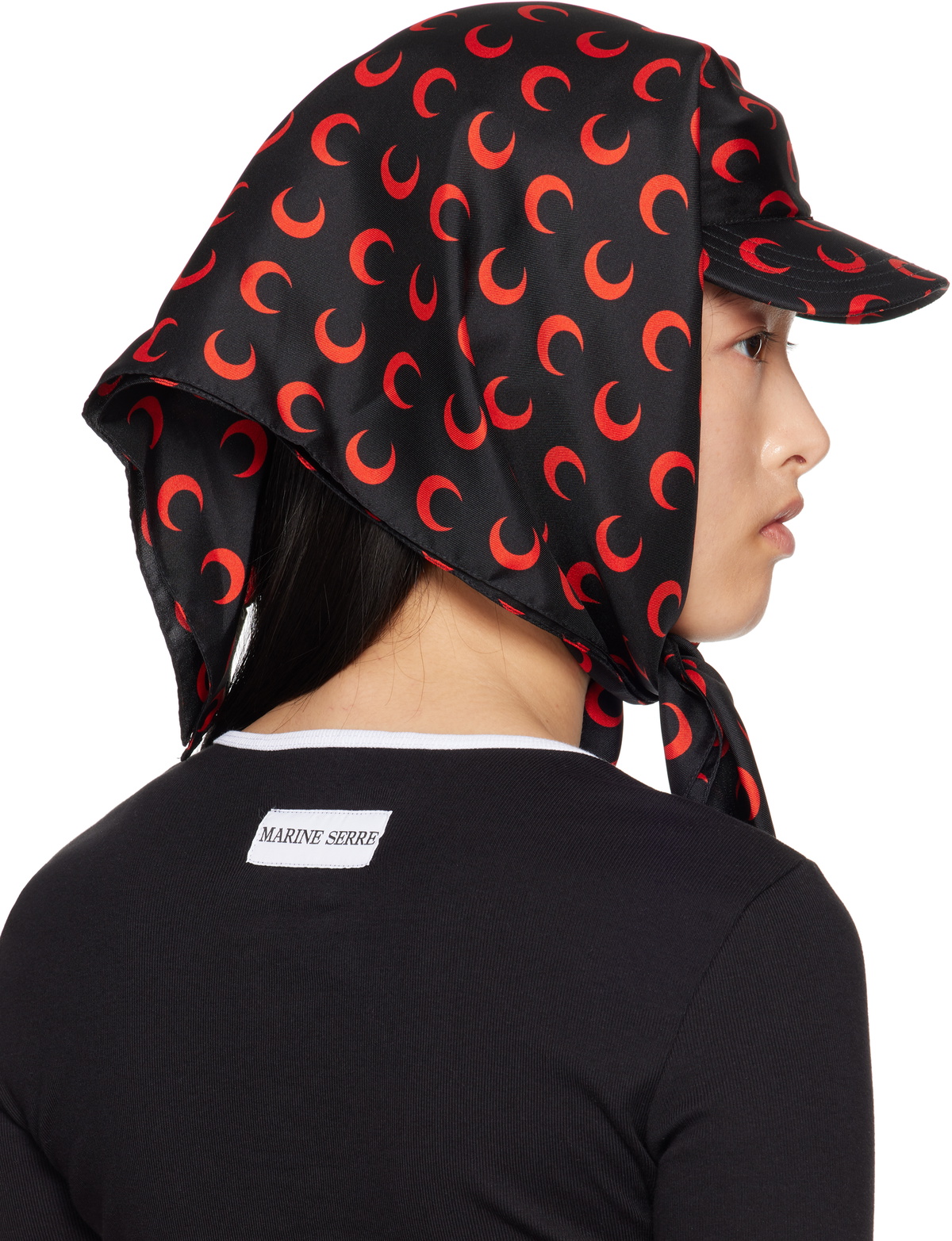 Marine Serre SSENSE Exclusive Black & Red Regenerated Silk Veiled