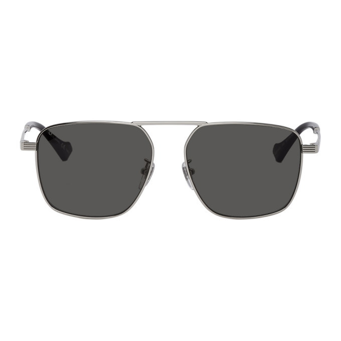 Photo: Gucci Silver Square Aviator Sunglasses
