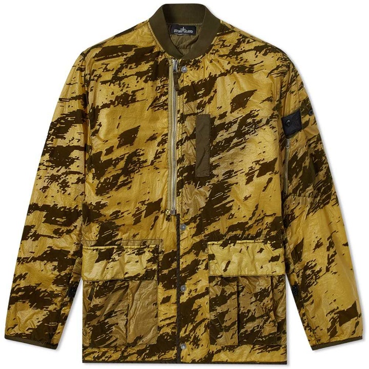 Photo: Stone Island Shadow Project Lucid Flock Garment Dyed Bomber Jacket Green