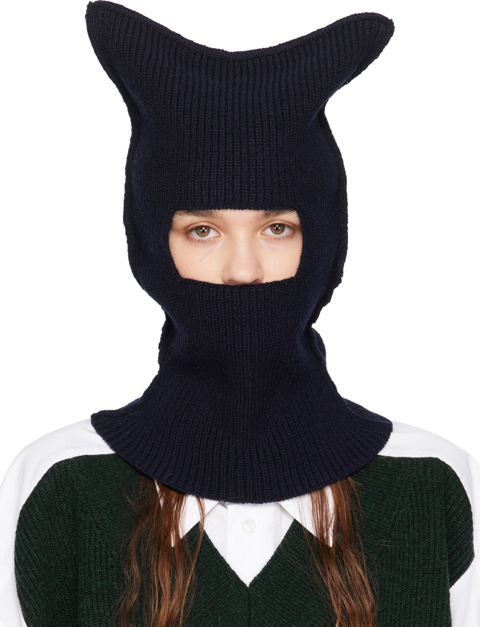 Maison Margiela Navy Ribbed Balaclava Maison Margiela