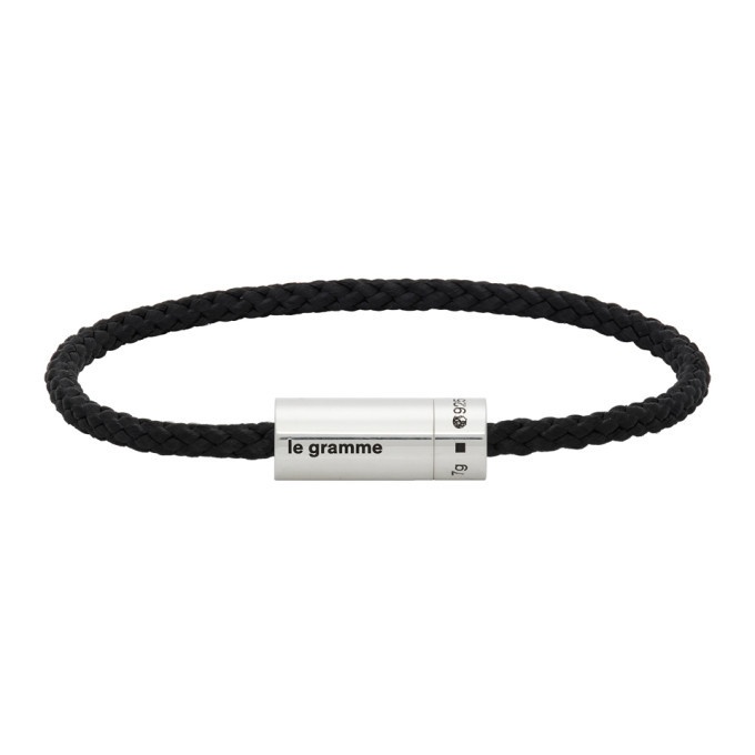 Photo: Le Gramme Black and Silver Slick Polished Le 5 Grammes Cable Bracelet