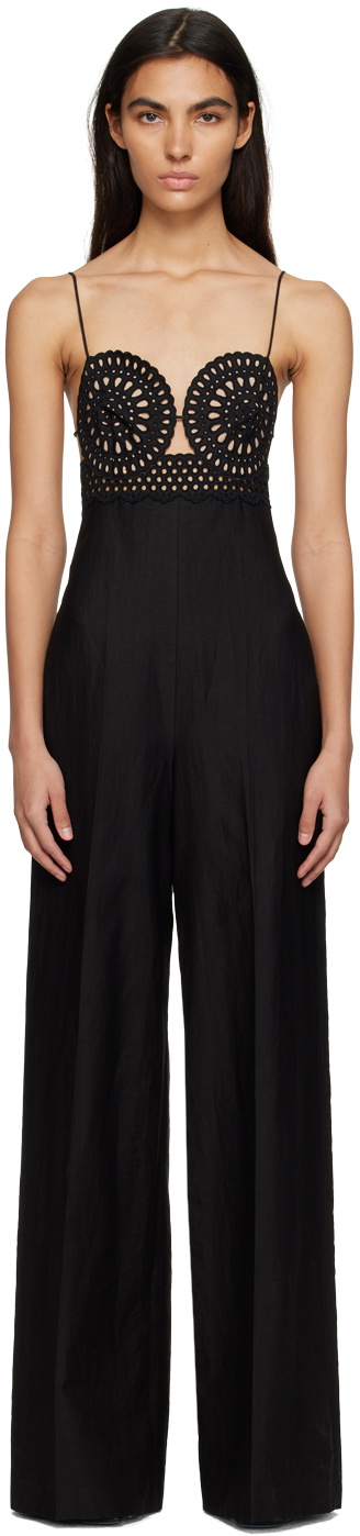 Everlee | Black Sweetheart-Neck Jumpsuit