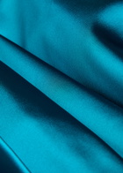 Talbot Runhof Gathered Satin Midi Dress Teal