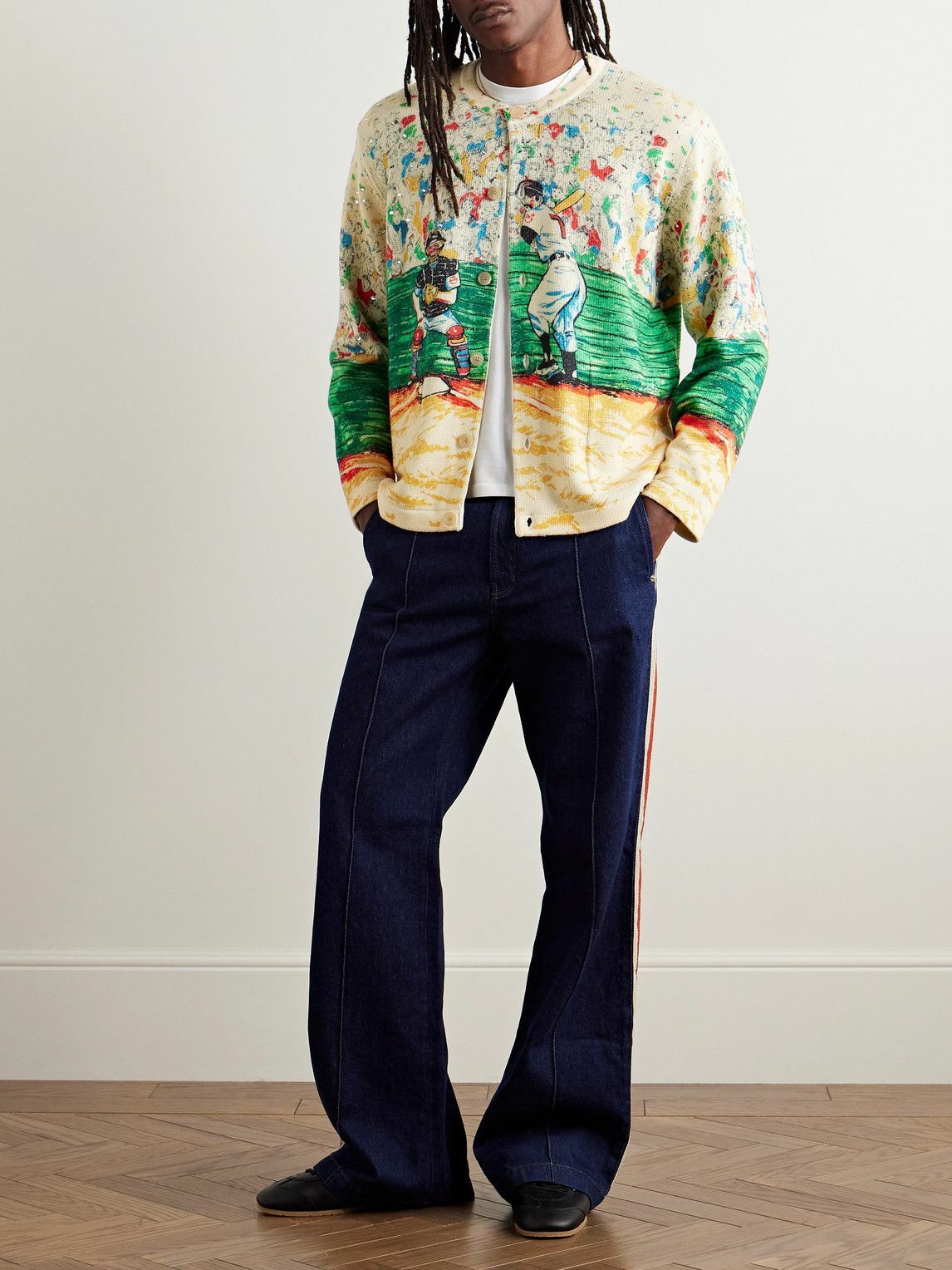 BODE - Slugger Crystal-Embellished Printed Merino Wool BODE - Slugger Crystal-Embellished Printed Merino Wool