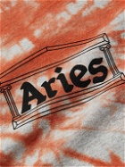 Aries - Temple Logo-Print Tie-Dyed Cotton T-Shirt - Orange