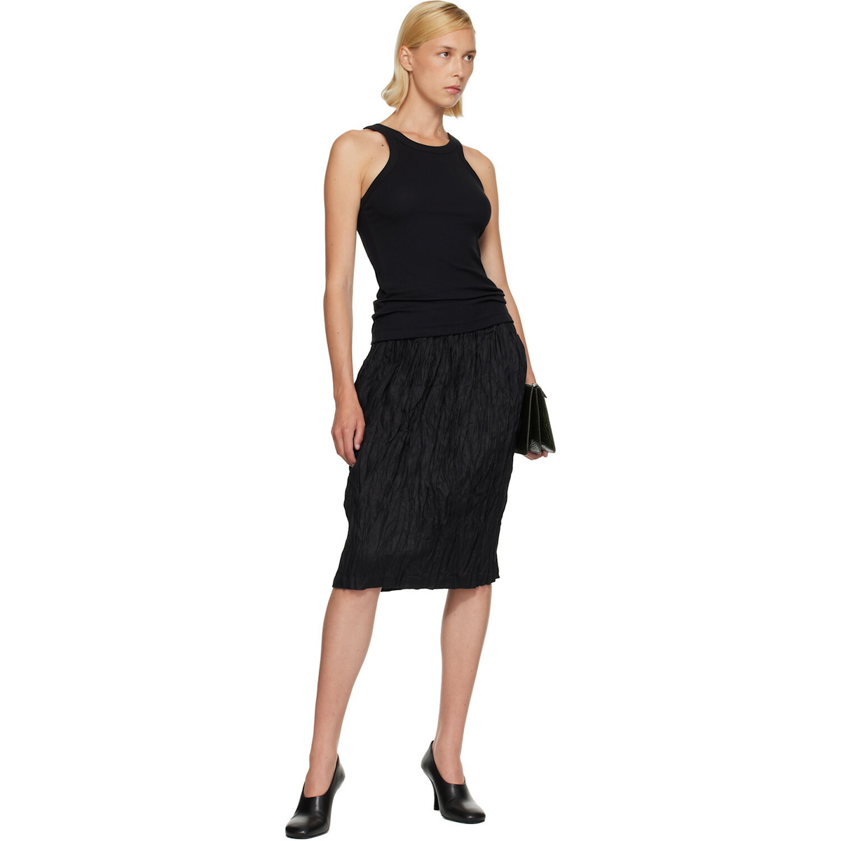 TOTEME Black Curved Rib Tank Top