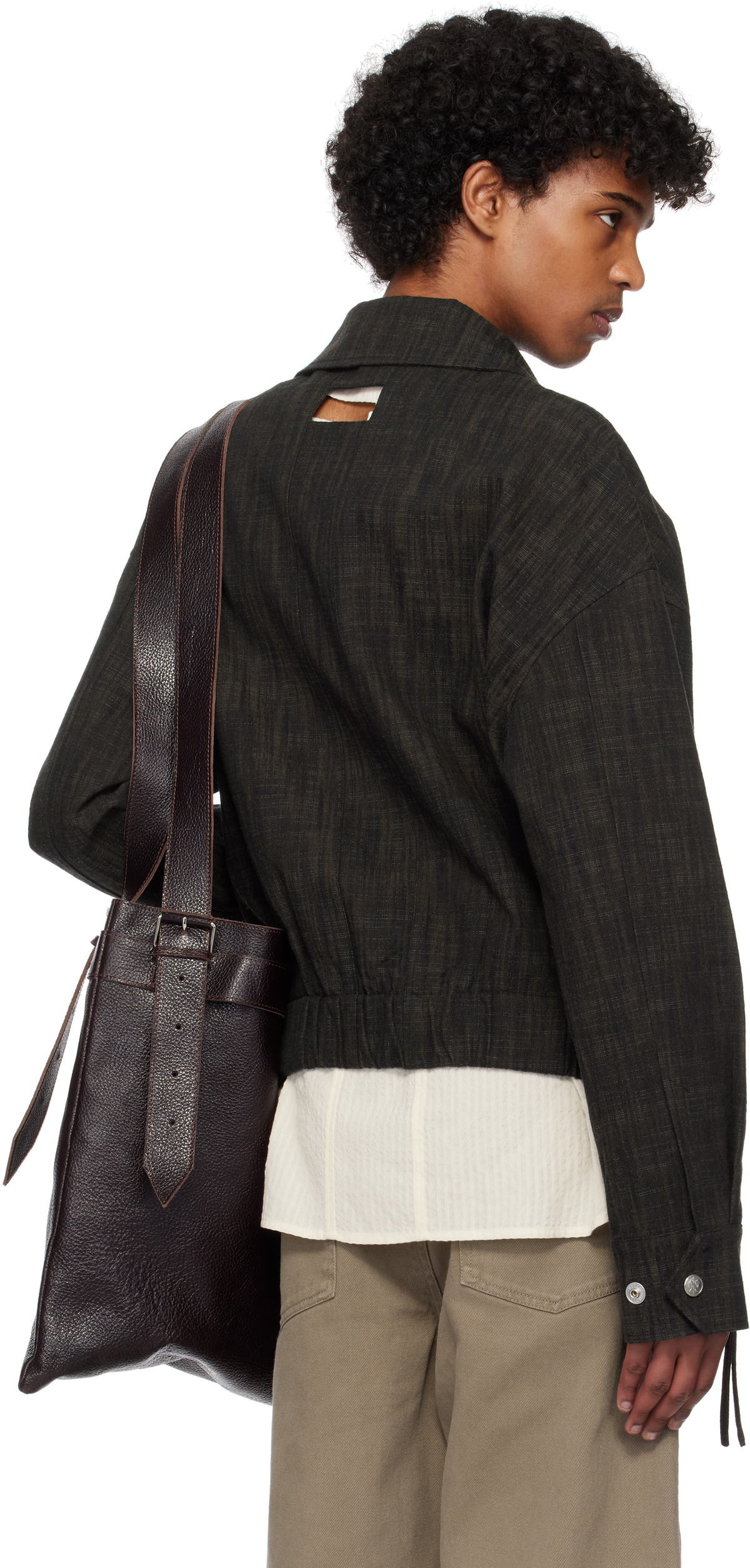 NULLUS Brown & Gray Tie A Knot Jacket NULLUS