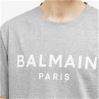 Balmain Men's Paris Logo T-Shirt in Grey Marl/White