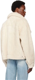 System Off-White Trucker Faux-Shearling Jacket