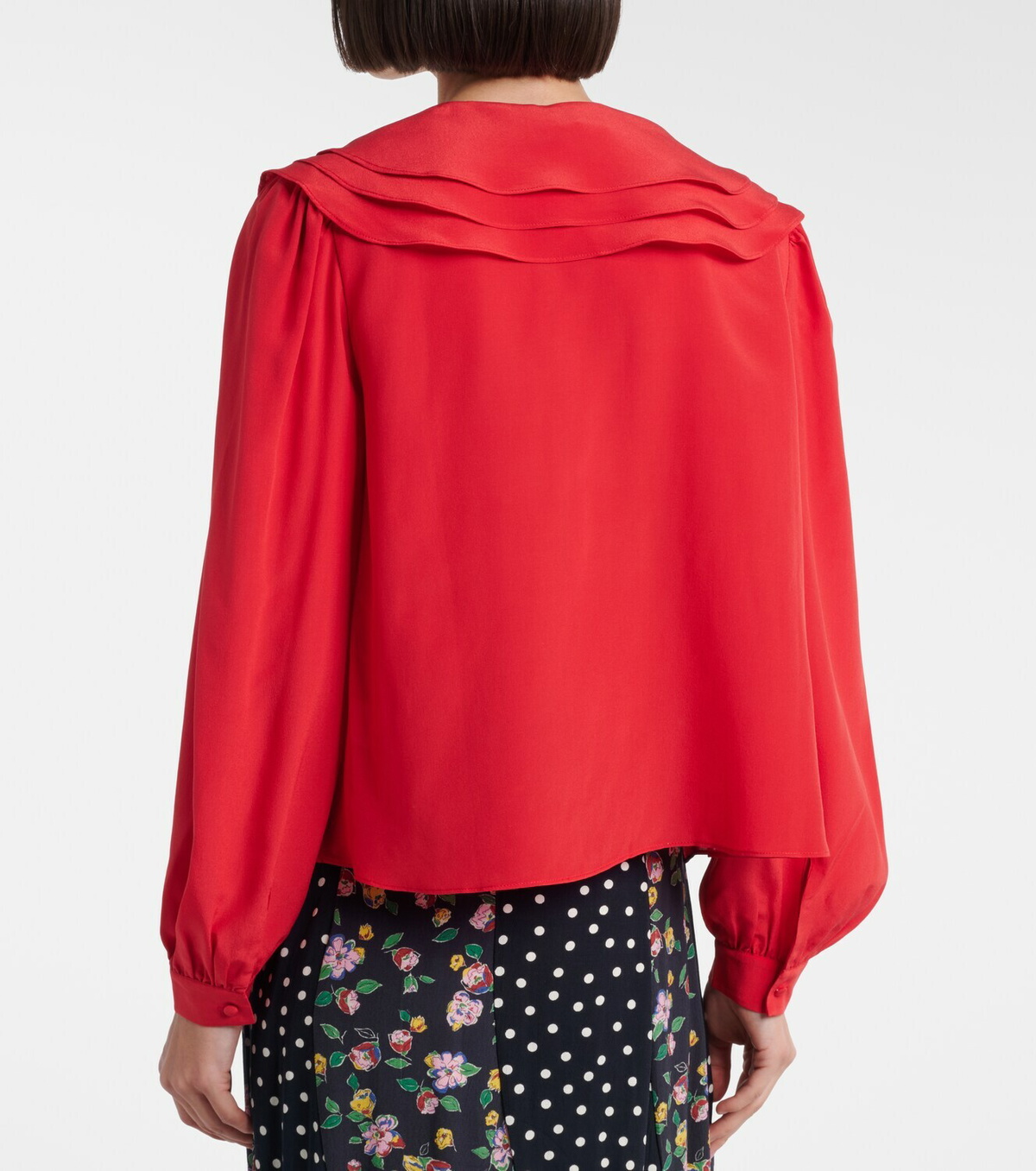 Rixo Emelin floral-appliqué silk blouse