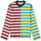 Sunnei Men's Long Sleeve Panel Stripe T-Shirt in Mixed Stripe