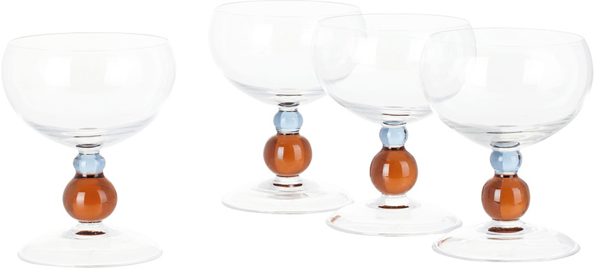 Akua Objects Brown & Blue Noam Wine Glass Set, 4 pcs