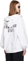 Fear of God ESSENTIALS White 90s Fleece Zip-Up Hoodie