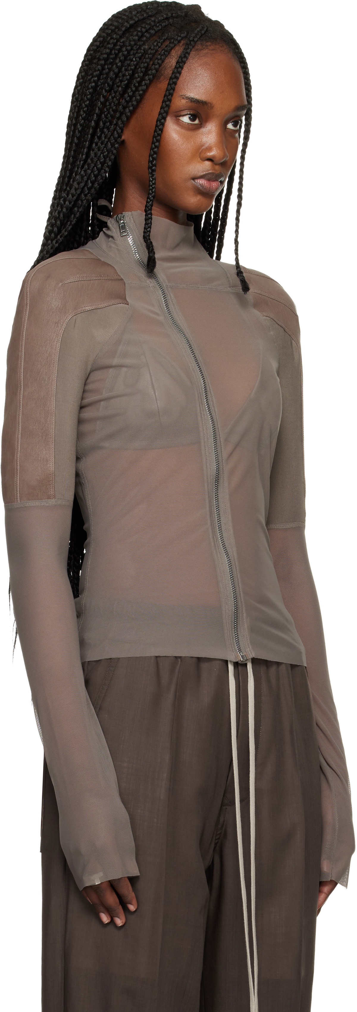 Rick Owens Taupe Temple Combo Gary Jacket