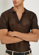 Tom Ford Crochet-knit Sheer Cotton and Silk-blend Polo Shirt Brown