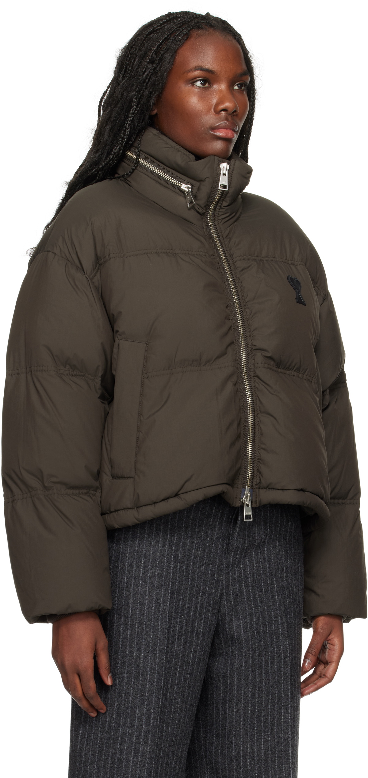 AMI Paris Brown Ami de Coeur Down Jacket