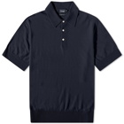 Drake's Men's Cotton-Linen Knitted Polo Shirt in Navy