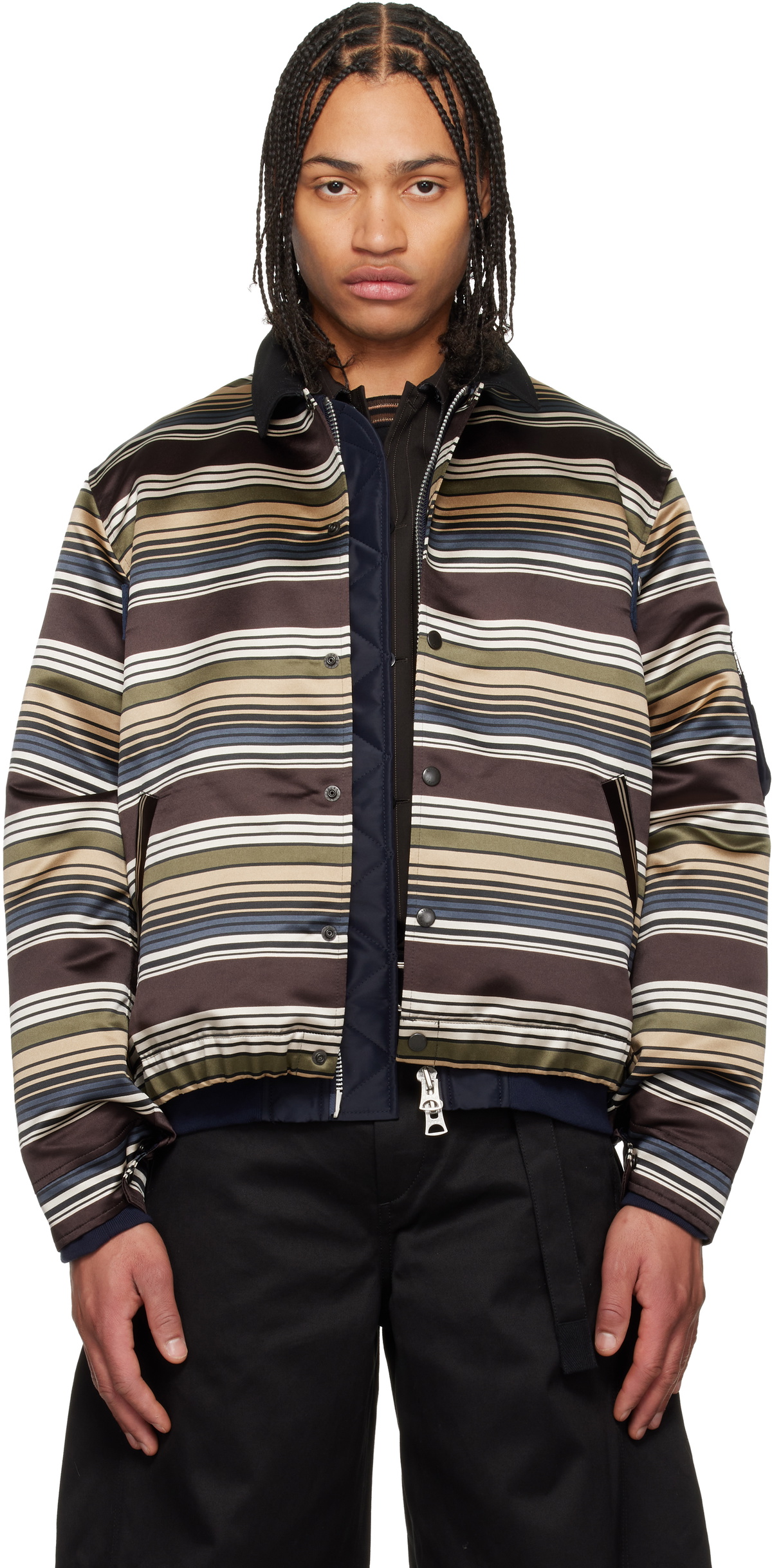 sacai Multicolor Horizontal Stripe Blouson Bomber Jacket Sacai