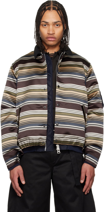 Photo: sacai Multicolor Horizontal Stripe Blouson Bomber Jacket