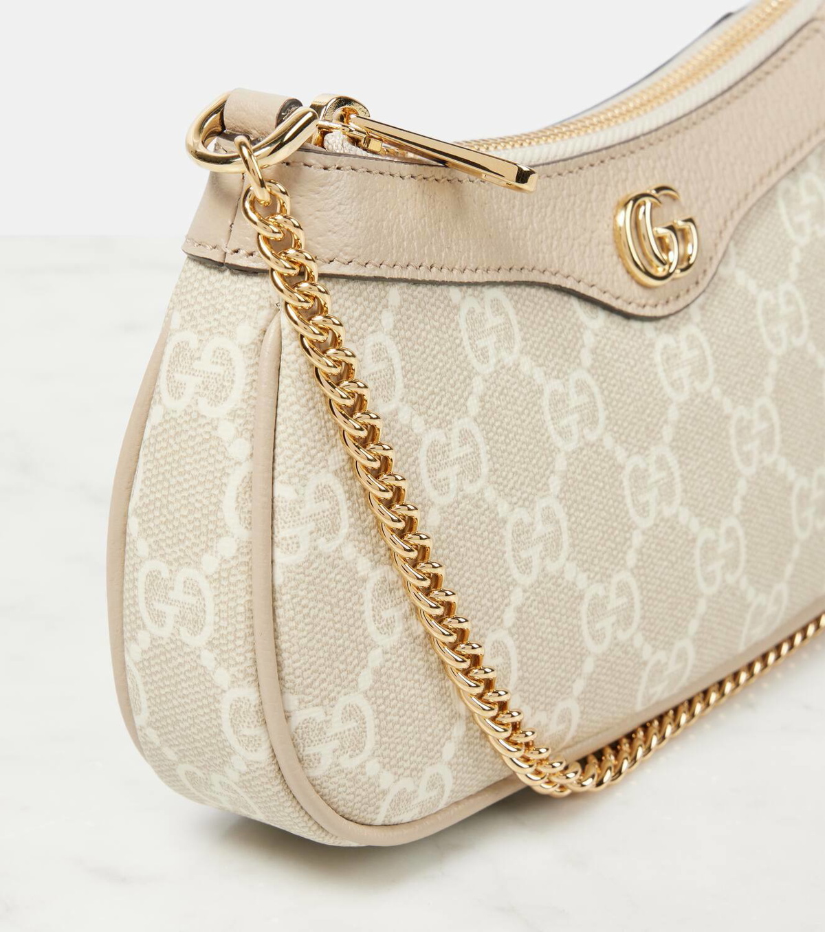 Gucci Ophidia Mini レザートリム トートバッグ Ophidia Mini leather-trimmed tote bag in neutrals - Gucci