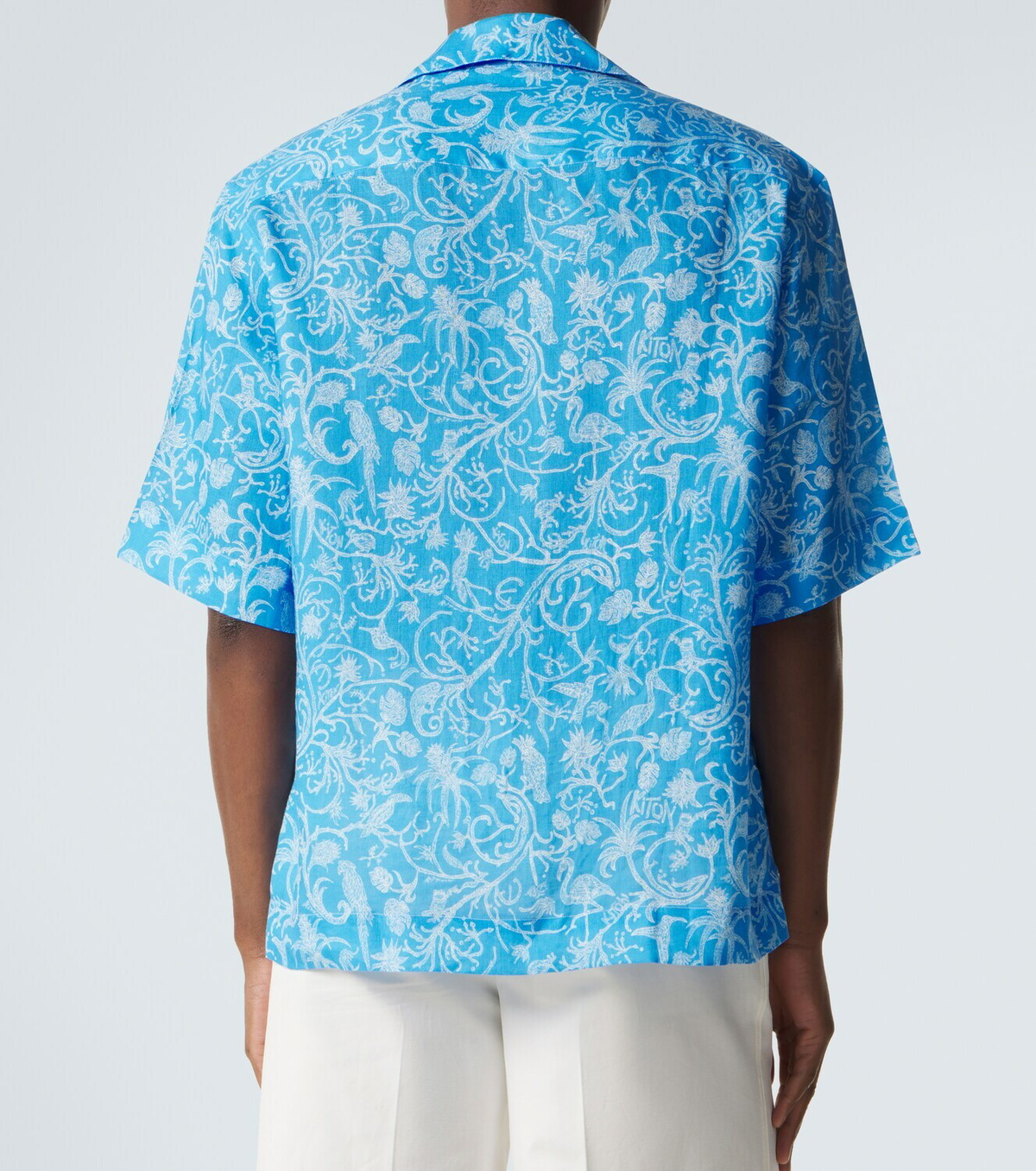 Kiton Printed linen bowling shirt