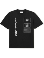 4SDESIGNS - Printed Cotton-Jersey T-Shirt - Black