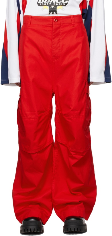 Photo: Balenciaga Red Soft Cargo Pants