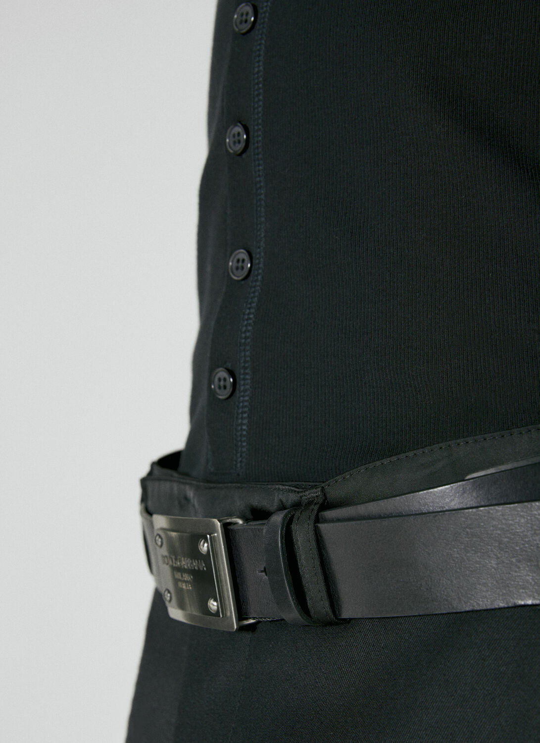 Dolce & Gabbana Logo Plaque Leather Belt
