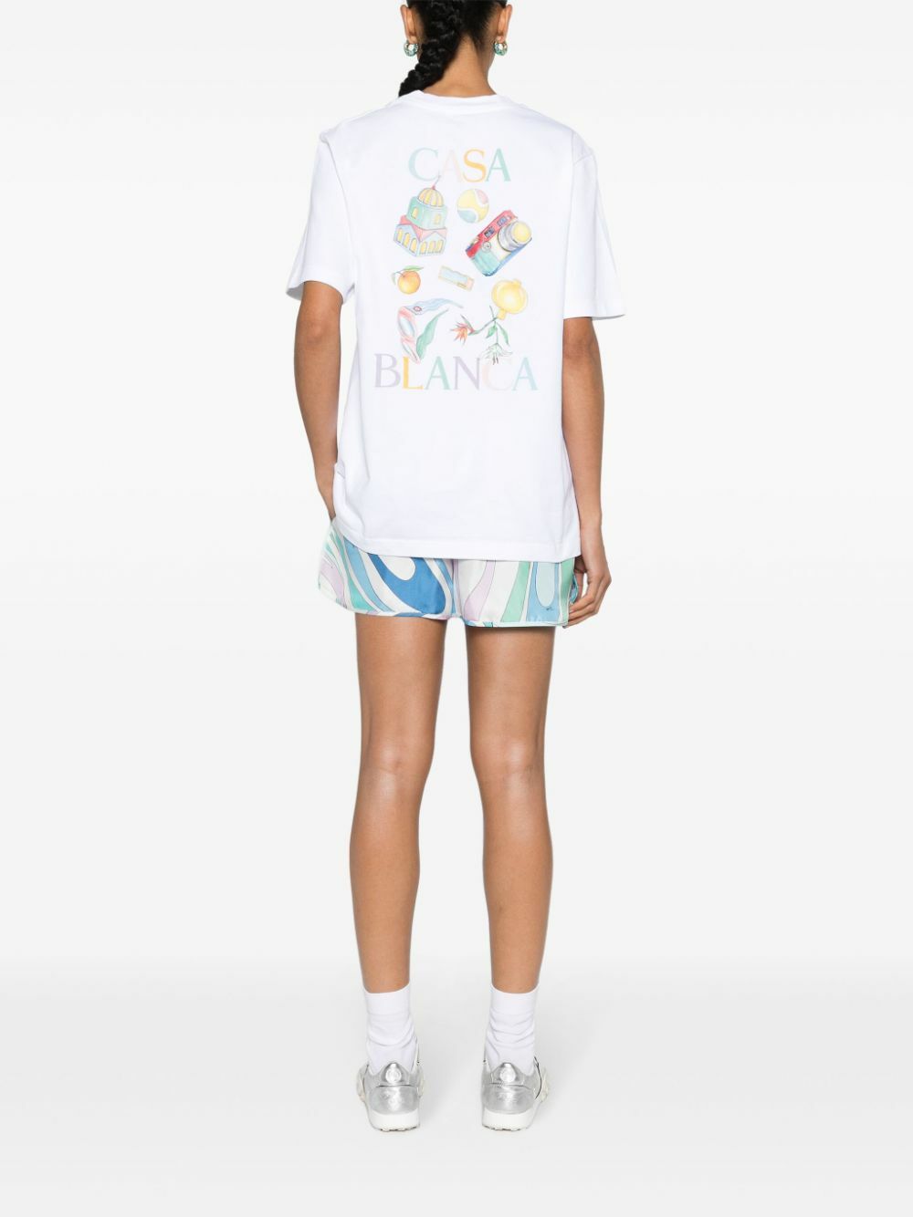 Casablanca White Logo Print Organic Cotton T-Shirt