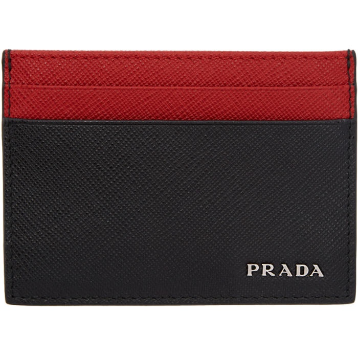 Photo: Prada Black and Red Saffiano Card Holder
