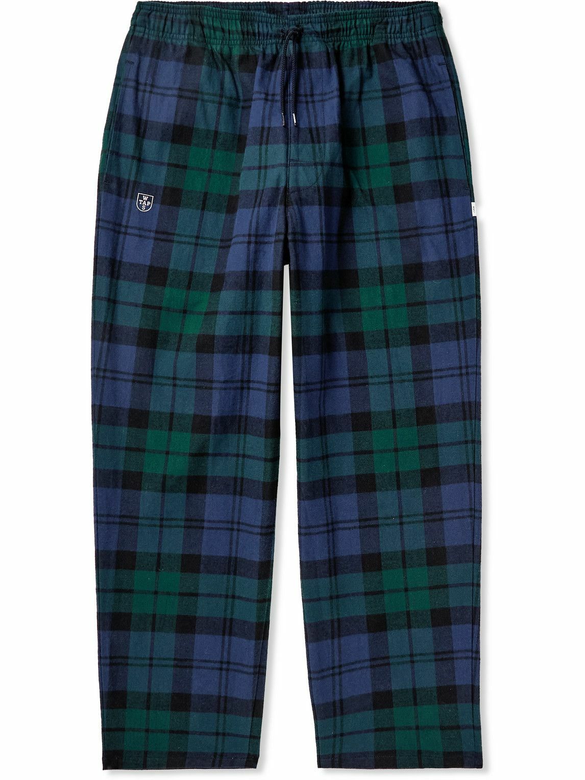 WTAPS - Seagull 03 Appliquéd Cotton-Flannel Drawstring Trousers - Blue WTAPS