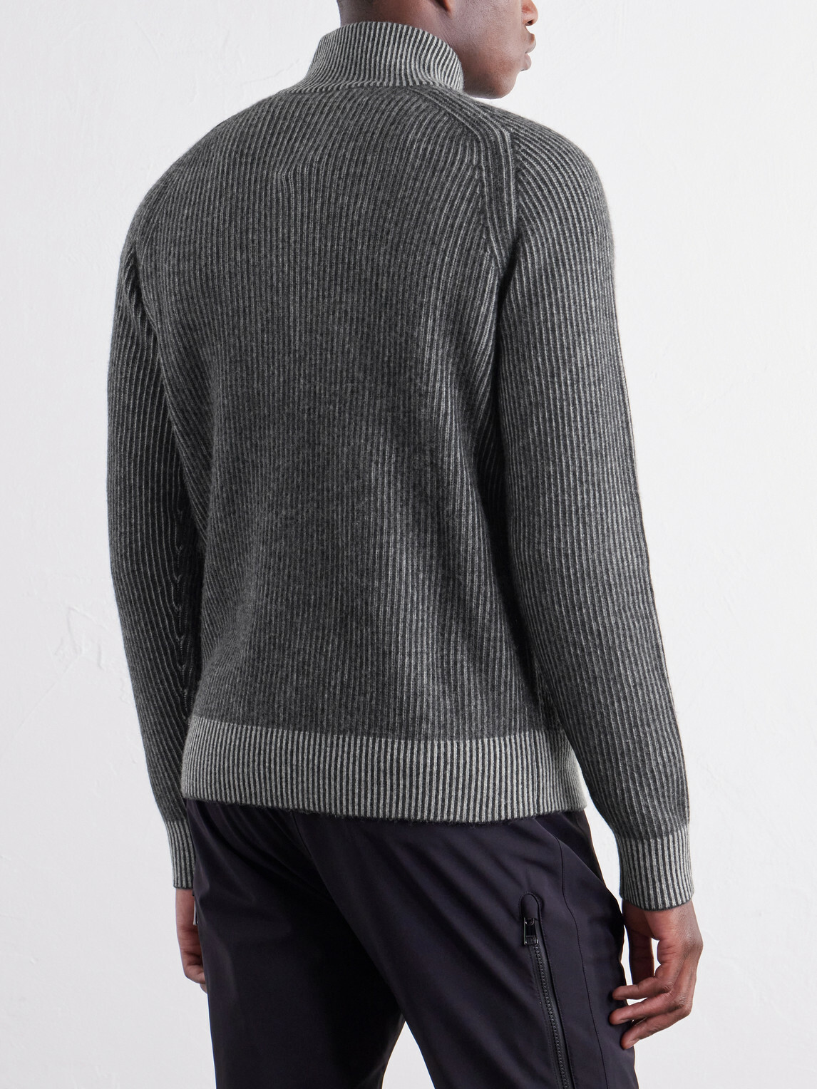 BOGNER - Dwayne Ribbed Wool and Cashmere-Blend Half-Zip Ski Mid-Layer - Gray