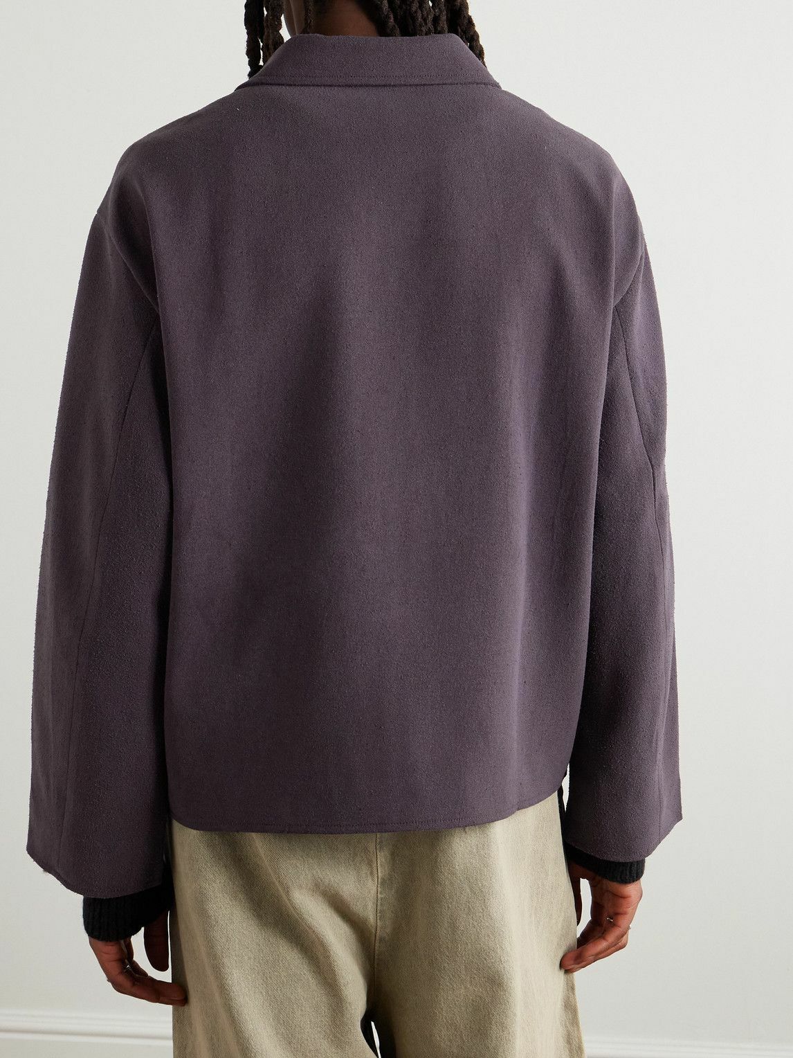 Small Talk - Washed Silk-Twill Jacket - Purple