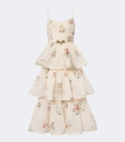 Zimmermann Floral pleated tiered bustier dress